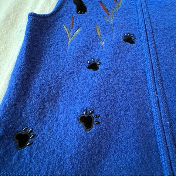 Lisa International Vintage Black Panther Blue Vest 100% Boiled Wool Size XLarge - Picture 8 of 15